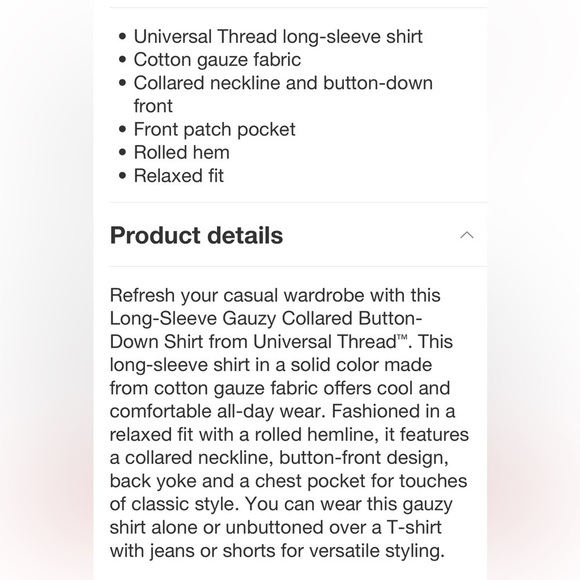 Women's Long Sleeve Gauzy Collared Button-Down Shirt Universal Thread
Blue new - Picture 4 of 5